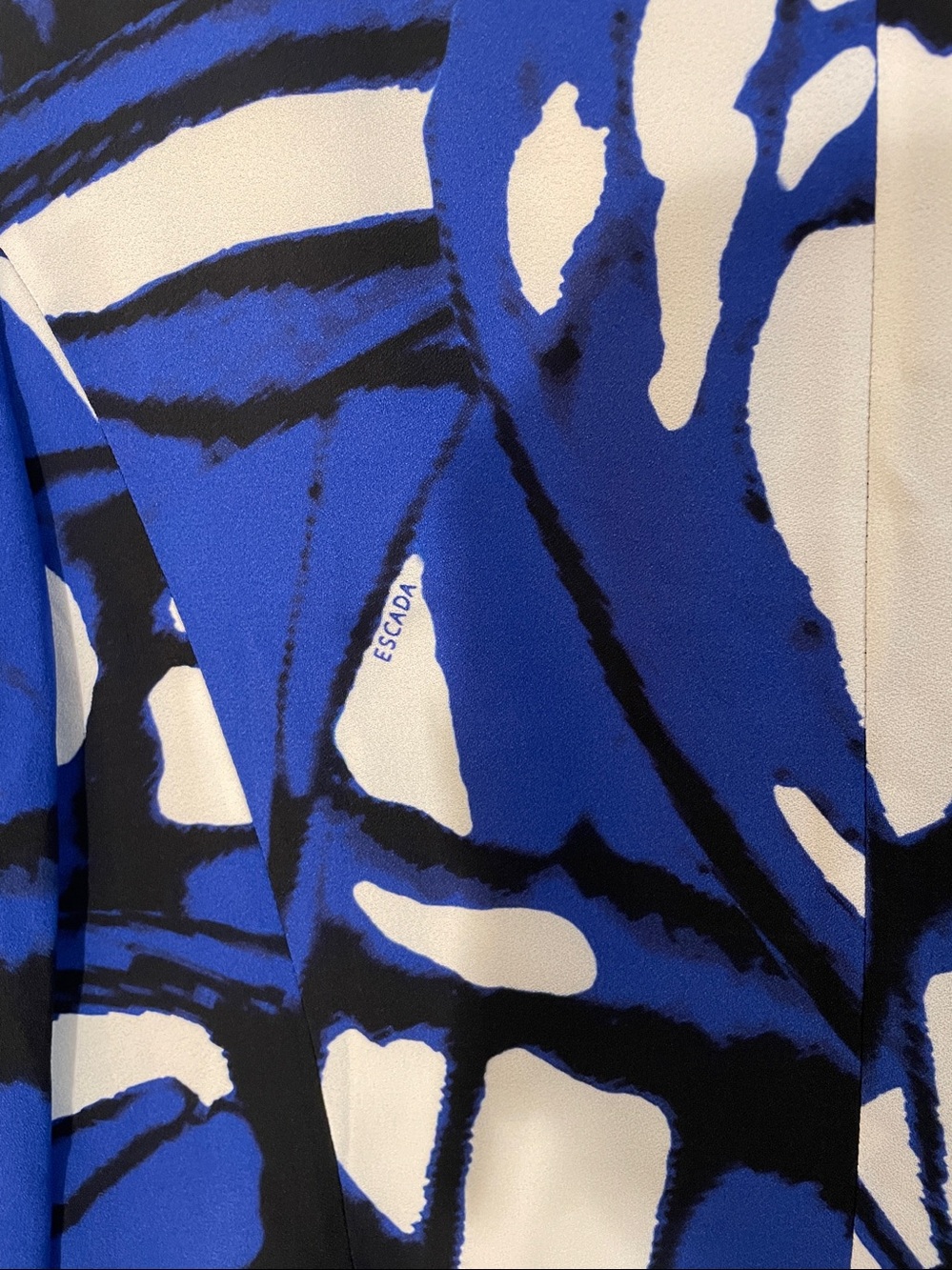 Escada Abstract Print Blazer Electric Blue & White Size Medium - Picture 12 of 12